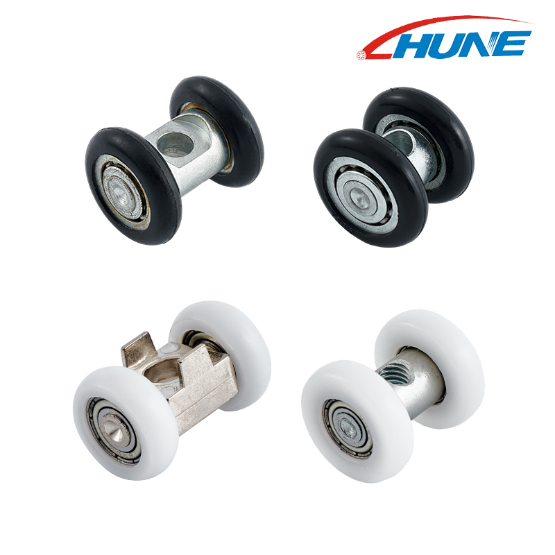 Axle-mount adhesive wheels assembly i-beam heavy-duty door at window hardware double track sliding door roller